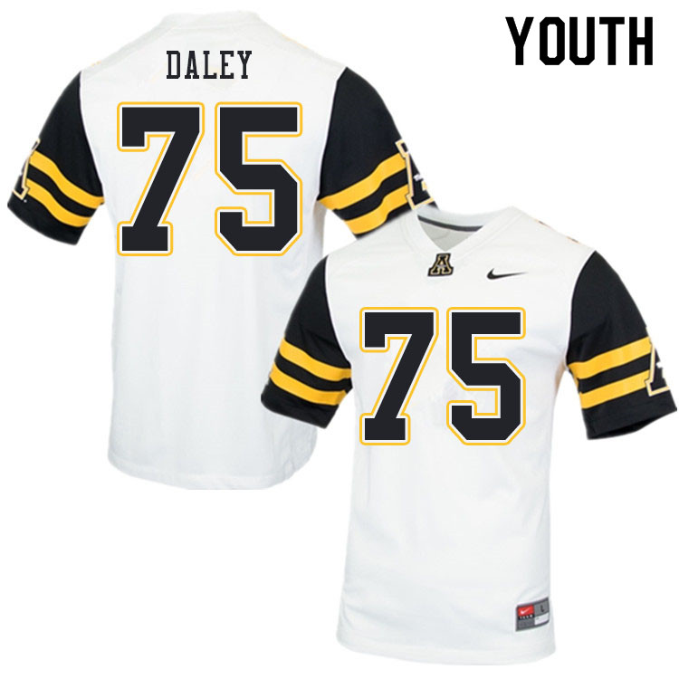Youth #75 Damion Daley Appalachian State Mountaineers College Football Jerseys Sale-White - Click Image to Close